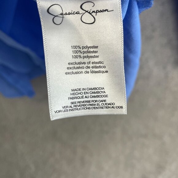 NEW Jessica Simpson XXL Blue Textured Long Sleeve Blouse Chiffon Blouse - Picture 7 of 11